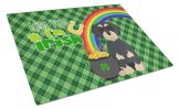 Wirehair Black and Cream Dachshund St. Patrick's Day Glass Cutting Board Decorative Tempered Glass Kitchen Cutting and Serving Board Large Size Choppi