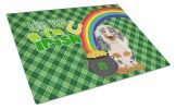 Longhair Cream Dapple Dachshund St. Patrick's Day Glass Cutting Board Decorative Tempered Glass Kitchen Cutting and Serving Board Large Size Chopping