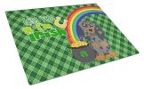 Longhair Blue and Tan Dapple Dachshund St. Patrick's Day Glass Cutting Board Decorative Tempered Glass Kitchen Cutting and Serving Board Large Size Ch