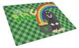 Longhair Black and Cream Dachshund St. Patrick's Day Glass Cutting Board Decorative Tempered Glass Kitchen Cutting and Serving Board Large Size Choppi