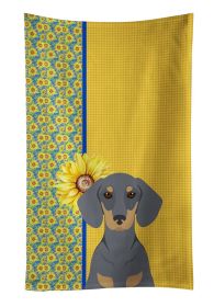 Summer Sunflowers Blue and Tan Dachshund Kitchen Towel Dish Cloths Guest Hand Towel Decorative Bathroom Towel for Face,Tea, Dishcloth