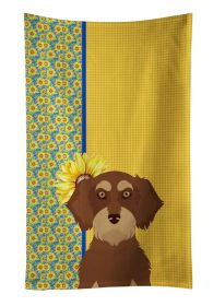 Summer Sunflowers Wirehair Red and Tan Dachshund Kitchen Towel Dish Cloths Guest Hand Towel Decorative Bathroom Towel for Face,Tea, Dishcloth