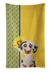 Summer Sunflowers Cream Dapple Dachshund Kitchen Towel Dish Cloths Guest Hand Towel Decorative Bathroom Towel for Face,Tea, Dishcloth