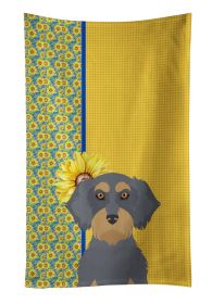 Summer Sunflowers Wirehair Blue and Tan Dachshund Kitchen Towel Dish Cloths Guest Hand Towel Decorative Bathroom Towel for Face,Tea, Dishcloth