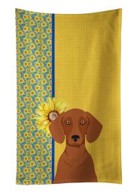 Summer Sunflowers Red Dachshund Kitchen Towel Dish Cloths Guest Hand Towel Decorative Bathroom Towel for Face,Tea, Dishcloth, Kitchen and Bath