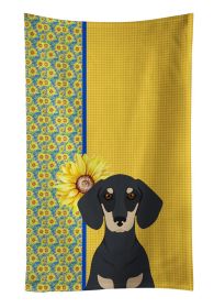 Summer Sunflowers Black and Cream Dachshund Kitchen Towel Dish Cloths Guest Hand Towel Decorative Bathroom Towel for Face,Tea, Dishcloth