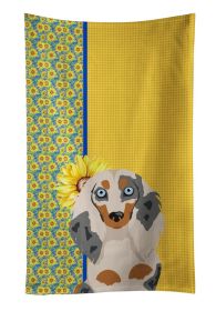 Summer Sunflowers Longhair Cream Dapple Dachshund Kitchen Towel Dish Cloths Guest Hand Towel Decorative Bathroom Towel for Face,Tea, Dishcloth