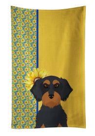 Summer Sunflowers Wirehair Black and Tan Dachshund Kitchen Towel Dish Cloths Guest Hand Towel Decorative Bathroom Towel for Face,Tea, Dishcloth