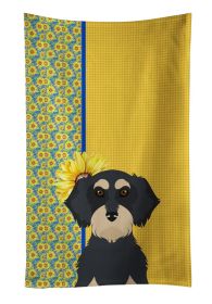 Summer Sunflowers Wirehair Black and Cream Dachshund Kitchen Towel Dish Cloths Guest Hand Towel Decorative Bathroom Towel for Face,Tea, Dishcloth