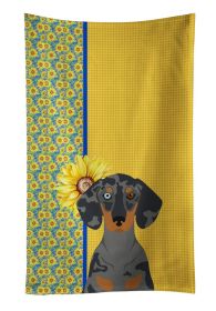 Summer Sunflowers Black Dapple Dachshund Kitchen Towel Dish Cloths Guest Hand Towel Decorative Bathroom Towel for Face,Tea, Dishcloth
