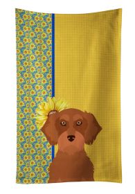 Summer Sunflowers Wirehair Red Dachshund Kitchen Towel Dish Cloths Guest Hand Towel Decorative Bathroom Towel for Face,Tea, Dishcloth