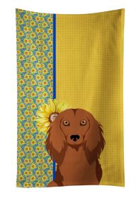 Summer Sunflowers Longhair Red Dachshund Kitchen Towel Dish Cloths Guest Hand Towel Decorative Bathroom Towel for Face,Tea, Dishcloth
