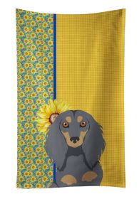 Summer Sunflowers Longhair Blue and Tan Dachshund Kitchen Towel Dish Cloths Guest Hand Towel Decorative Bathroom Towel for Face,Tea, Dishcloth