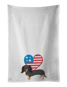 NEW Dachshund Black and Tan #2 Patriotic Kitchen Towel Set of 2 White Dish Towels Decorative Bathroom Hand towel for Hand, Face, Hair, Yoga, Tea