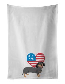 NEW Dachshund Black and Tan #3 Patriotic Kitchen Towel Set of 2 White Dish Towels Decorative Bathroom Hand towel for Hand, Face, Hair, Yoga, Tea