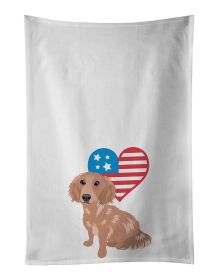 NEW Dachshund Red #2 Patriotic Kitchen Towel Set of 2 White Dish Towels Decorative Bathroom Hand towel for Hand, Face, Hair, Yoga, Tea, Dishcloth