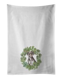 NEW Dachshund Black and Tan Christmas Wreath Kitchen Towel Set of 2 White Dish Towels Decorative Bathroom Hand towel for Hand, Face, Hair, Yoga, Tea