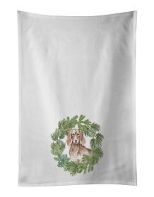 Dachshund Red Longhaired Christmas Wreath Kitchen Towel Set of 2 White Dish Towels Decorative Bathroom Hand towel for Hand, Face, Hair, Yoga, Tea