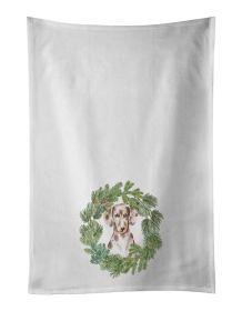 NEW Dachshund Dappled Christmas Wreath Kitchen Towel Set of 2 White Dish Towels Decorative Bathroom Hand towel for Hand, Face, Hair, Yoga, Tea