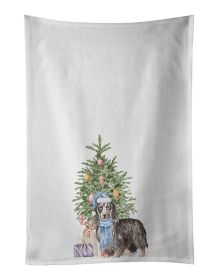 NEW Dachshund Longhair Black Tan Christmas Presents and Tree Kitchen Towel Set of 2 White Dish Towels Decorative Bathroom Hand towel for Hand, Face