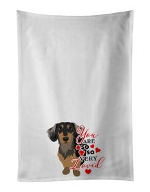 NEW Dachshund Black and Tan #4 so Loved Kitchen Towel Set of 2 White Dish Towels Decorative Bathroom Hand towel for Hand, Face, Hair, Yoga, Tea