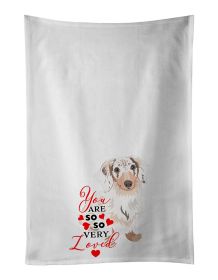 NEW Dachshund Dapple #2 so Loved Kitchen Towel Set of 2 White Dish Towels Decorative Bathroom Hand towel for Hand, Face, Hair, Yoga, Tea, Dishcloth