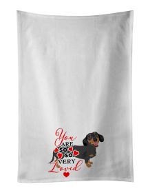NEW Dachshund Black and Tan #3 so Loved Kitchen Towel Set of 2 White Dish Towels Decorative Bathroom Hand towel for Hand, Face, Hair, Yoga, Tea