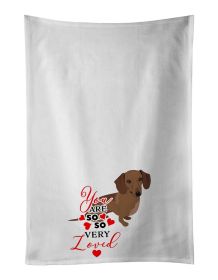 NEW Dachshund Chocolate so Loved Kitchen Towel Set of 2 White Dish Towels Decorative Bathroom Hand towel for Hand, Face, Hair, Yoga, Tea, Dishcloth
