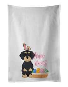 NEW Wirehair Black and Cream Dachshund Easter Kitchen Towel Set of 2 White Dish Towels Decorative Bathroom Hand towel for Hand, Face, Hair, Yoga, Tea