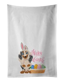 NEW Longhair Cream Dapple Dachshund Easter Kitchen Towel Set of 2 White Dish Towels Decorative Bathroom Hand towel for Hand, Face, Hair, Yoga, Tea