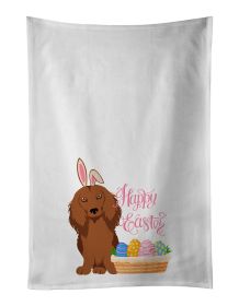 NEW Longhair Red Dachshund Easter Kitchen Towel Set of 2 White Dish Towels Decorative Bathroom Hand towel for Hand, Face, Hair, Yoga, Tea, Dishcloth