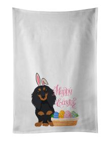 NEW Longhair Black and Tan Dachshund Easter Kitchen Towel Set of 2 White Dish Towels Decorative Bathroom Hand towel for Hand, Face, Hair, Yoga, Tea
