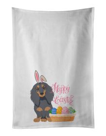 NEW Longhair Blue and Tan Dachshund Easter Kitchen Towel Set of 2 White Dish Towels Decorative Bathroom Hand towel for Hand, Face, Hair, Yoga, Tea