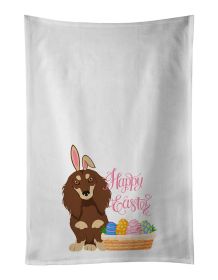 NEW Longhair Chocolate and Cream Dachshund Easter Kitchen Towel Set of 2 White Dish Towels Decorative Bathroom Hand towel for Hand, Face, Hair, Yoga