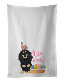 NEW Longhair Black and Cream Dachshund Easter Kitchen Towel Set of 2 White Dish Towels Decorative Bathroom Hand towel for Hand, Face, Hair, Yoga, Tea