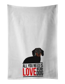 Dachshund Black and Tan #1 Kitchen Towel Set of 2 White Dish Towels Decorative Bathroom Hand towel for Hand, Face, Hair, Yoga, Tea, Dishcloth