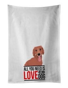 NEW Dachshund Red #1 Kitchen Towel Set of 2 White Dish Towels Decorative Bathroom Hand towel for Hand, Face, Hair, Yoga, Tea, Dishcloth, 19 X 28"