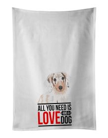 NEW Dachshund Dapple #2 Kitchen Towel Set of 2 White Dish Towels Decorative Bathroom Hand towel for Hand, Face, Hair, Yoga, Tea, Dishcloth, 19 X 28"