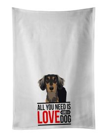 NEW Dachshund Black and Tan #4 Kitchen Towel Set of 2 White Dish Towels Decorative Bathroom Hand towel for Hand, Face, Hair, Yoga, Tea, Dishcloth