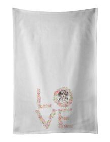 NEW Dachshund #4 LOVE Kitchen Towel Set of 2 White Dish Towels Decorative Bathroom Hand towel for Hand, Face, Hair, Yoga, Tea, Dishcloth, 19 X 28"