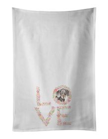 NEW Dachshund #5 LOVE Kitchen Towel Set of 2 White Dish Towels Decorative Bathroom Hand towel for Hand, Face, Hair, Yoga, Tea, Dishcloth, 19 X 28"