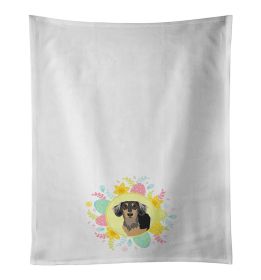 NEW Dachshund Black and Tan #4 Easter Kitchen Towel Set of 2 White Dish Towels Decorative Bathroom Hand towel for Hand, Face, Hair, Yoga, Tea