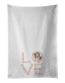 NEW Dachshund Longhair Black Tan LOVE Kitchen Towel Set of 2 White Dish Towels Decorative Bathroom Hand towel for Hand, Face, Hair, Yoga, Tea