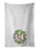NEW Dachshund Red Puppy Christmas Wreath Kitchen Towel Set of 2 White Dish Towels Decorative Bathroom Hand towel for Hand, Face, Hair, Yoga, Tea