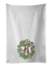 NEW Dachshund Chocolate and Tan Christmas Wreath Kitchen Towel Set of 2 White Dish Towels Decorative Bathroom Hand towel for Hand, Face, Hair, Yoga