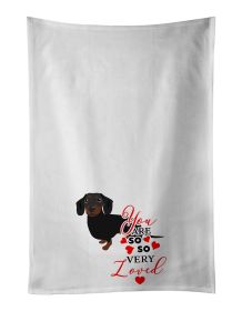 NEW Dachshund Black and Tan #1so Loved Kitchen Towel Set of 2 White Dish Towels Decorative Bathroom Hand towel for Hand, Face, Hair, Yoga, Tea