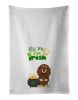 NEW Longhair Chocolate and Cream Dachshund St. Patrick's Day Kitchen Towel Set of 2 White Dish Towels Decorative Bathroom Hand towel for Hand, Face