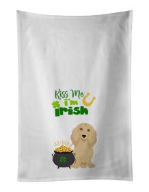 NEW Longhair Cream Dachshund St. Patrick's Day Kitchen Towel Set of 2 White Dish Towels Decorative Bathroom Hand towel for Hand, Face, Hair, Yoga, Tea
