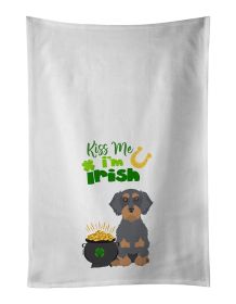 NEW Wirehair Blue and Tan Dachshund St. Patrick's Day Kitchen Towel Set of 2 White Dish Towels Decorative Bathroom Hand towel for Hand, Face, Hair