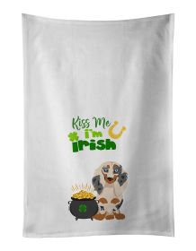 NEW Longhair Cream Dapple Dachshund St. Patrick's Day Kitchen Towel Set of 2 White Dish Towels Decorative Bathroom Hand towel for Hand, Face, Hair